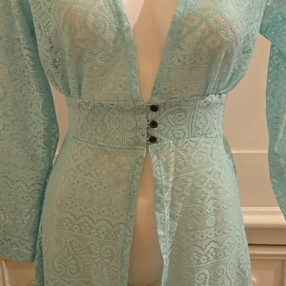 NWT Cleo green lace long jacket Sz S - Picture 2 of 9